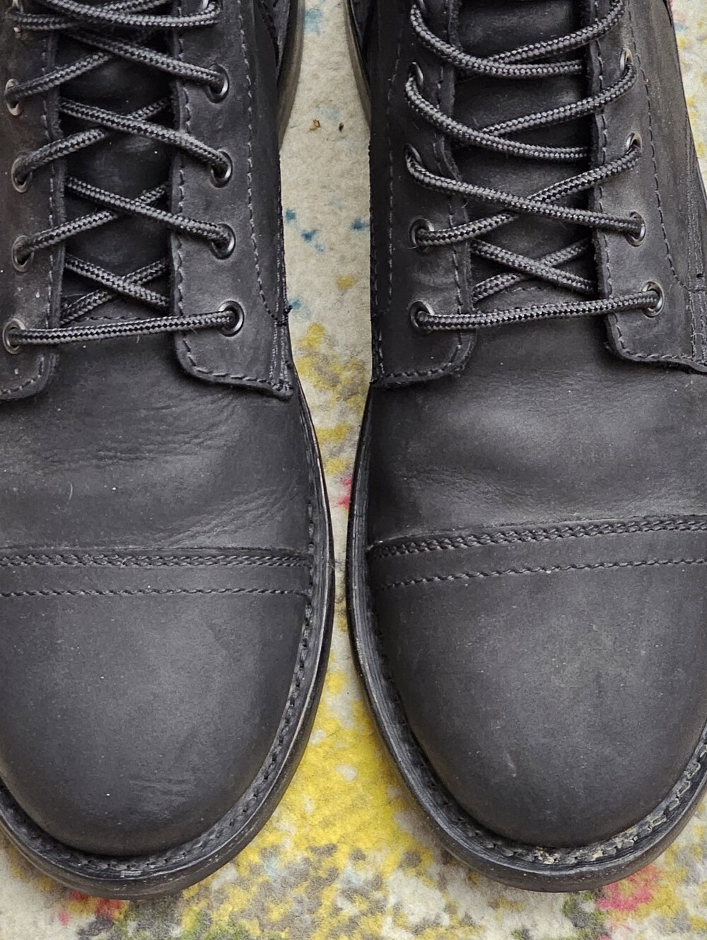 Thursday Boot Co Captain Black Matte Leather Cap Toe Boots Mens Size 9 Lace Up - Picture 8 of 11